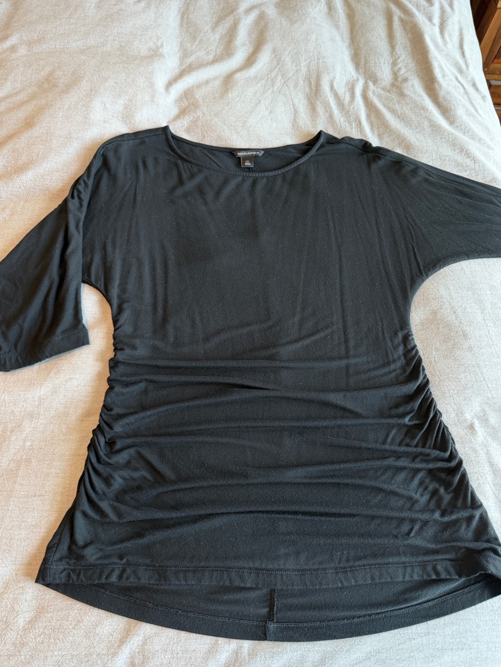 Banana Republic Black Dolman Sleeve Ruched Side Top XL - Picture 6 of 9